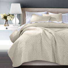 Anna Diamond Quilted Coverlet, King, Light Tan, 1PC