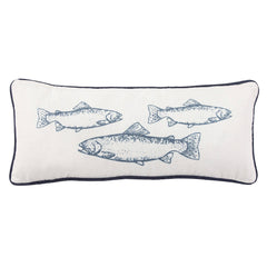 School of Trout's Blue Piping Pillow, 12" x 30", 1PC