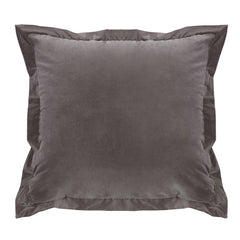 Whistler Flanged Gray Velvet Square Pillow, 18" x 18", 1PC
