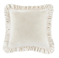 Stella Faux Silk Velvet Ruffled Euro Sham, 27" x 27", Stone, 1PC