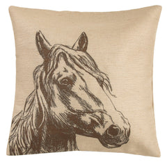 Burlap Horse Head Throw Pillow, 22" x 22", 1PC