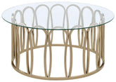 Monett - Round Glass Top Coffee Table - Chocolate Chrome