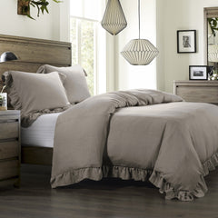 Lily Washed Linen Duvet Cover Set, Super King, Taupe, 3PC