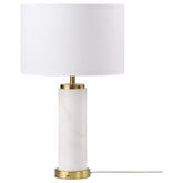 Lucius - Drum Shade Marble Body Table Lamp - White