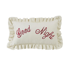 Good Night" Embroidered & Ruffled Pillow, 12" x 21", 1PC