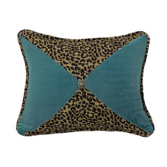 San Angelo Leopard & Teal Velvet Sectioned Pillow with Concho Detail, 16" x 21", 1PC