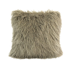 Mongolian Faux Fur Throw Pillow, 18" x 18", Taupe, 1PC