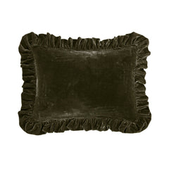 Stella Faux Silk Velvet Ruffled Oblong Pillow, 16" x 21", Fern Green, 1PC