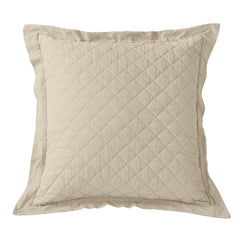 Linen Cotton Diamond Quilted Euro Sham, 27" x 27", Light Tan, 1PC