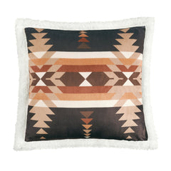 Yosemite Campfire Sherpa Pillow, 18" x 18", Black, 1PC, 6 MOQ