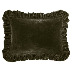 Stella Faux Silk Velvet Ruffled Dutch Euro Pillow, 27" x 39", Fern Green, 1PC
