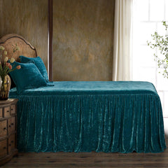 Stella Faux Silk Velvet Bedspread Set, King, Teal, 3PC