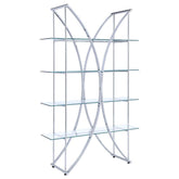 Larson - 4-Shelf Glass Bookshelf - Chrome