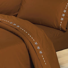 350TC Embroidered Star Sheet Set, CalKing, Copper
