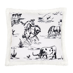Ranch Life Western Toile Campfire Sherpa Pillow, 18" x 18", Black, 1PC, 6 MOQ