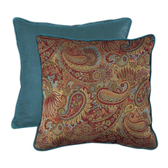 Paisley Contrasting Teal Piping & Back Euro Sham, 27" x 27", 1PC