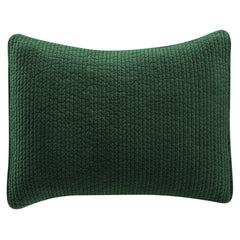Stonewashed Cotton Velvet Quilted Pillow Sham, 21" x 27", Emerald, 1PC