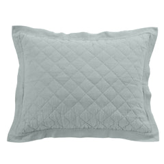 Linen Cotton Diamond Quilted Pillow Sham, 20" x 34", Seaglass, 1PC
