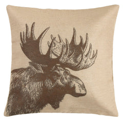 Moose Burlap Throw Pillow, 22" x 22", 1PC