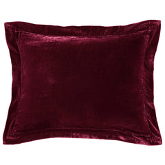 Stella Faux Silk Velvet Flanged Dutch Euro Pillow, 27" x 39", Garnet Red, 1PC