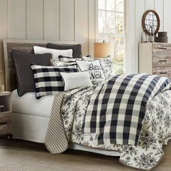Camille Buffalo Check Duvet Cover Set, Twin, Black, 2PC