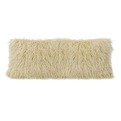Mongolian Faux Fur Lumbar Pillow, 14" x 36", Cream, 1PC