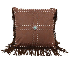 Demask Faux Leather Concho & Studs Throw Pillow, 18" x 18", 1PC
