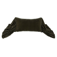 Stella Faux Silk Velvet Long Ruffled Pillow, 14" x 26", Fern Green, 1PC