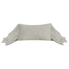 Luna Washed Linen Long Ruffled Pillow, 16" x 26", Light Gray, 1PC
