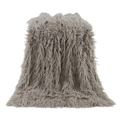 Mongolian Faux Fur Throw Blanket, 50" x 60", Gray, 1PC