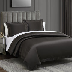 High Shine Satin Duvet Cover Set, Super Queen, Espresso, 3PC
