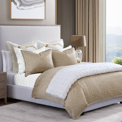 Honeycomb Jacquard Comforter Set, Super King, Light Gold, 3PC