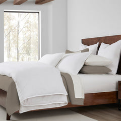 100% French Flax Linen Reversible Duvet Cover Set, Super Queen, White, 3PC