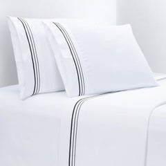 Embroidered Border Sheet Set, Super King, Black, 4PC
