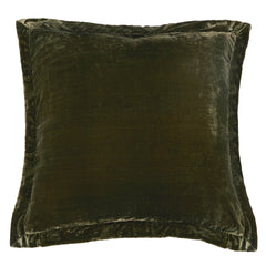 Stella Faux Silk Velvet Flanged Euro Sham, 27" x 27", Fern Green, 1PC