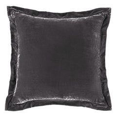 Stella Faux Silk Velvet Flanged Euro Sham, 27" x 27", Dark Slate, 1PC