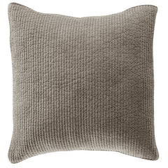 Stonewashed Cotton Velvet Quilted Euro Sham, 27" x 27", Taupe, 1PC