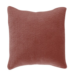 Stonewashed Cotton Velvet Quilted Euro Sham, 27" x 27", Salmon, 1PC