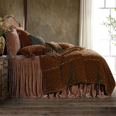 Stella Faux Silk Velvet Quilt Set, King, Copper Brown, 3PC