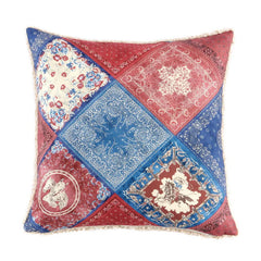 Patchwork Bandana Teddy-Backed Pillow, 18" x 18", 1PC, 2 MOQ