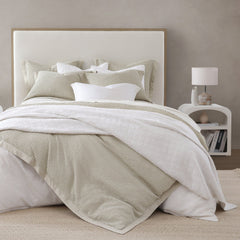 Stonewashed Cotton Waffle Weave Duvet Cover Set, Queen, Light Tan, 3PC