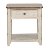 Farmhouse Reimagined - End Table With Basket - White