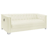 Chaviano - Upholstered Track Arm Sofa - Pearl White