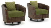 Horizon Hall - Brown / Green - Swivel Lounge With Cushion