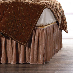 Stella Faux Silk Velvet Bed Skirt, King, Dusty Rose, 1PC