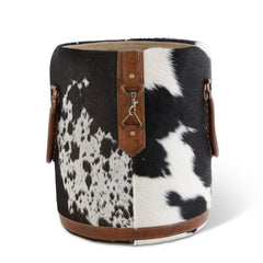 Black & White Cowhide Basket