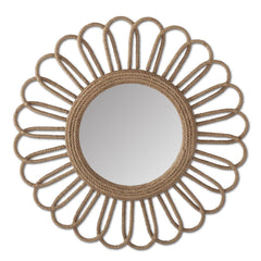 50" Metal Jute Wrapped Loop Framed Flower Mirror