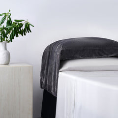 Stella Faux Silk Velvet Waterfall Pillowcase Set, Slate, 2PC