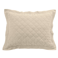 Linen Cotton Diamond Quilted Pillow Sham, 20" x 34", Light Tan, 1PC