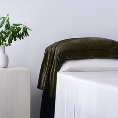 Stella Faux Silk Velvet Waterfall Pillowcase Set, Fern Green, 2PC